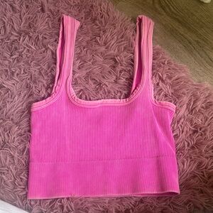 Zenana Hot Pink Ribbed Tank Top